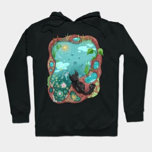 Black Cat and the Sky Koi Pond Hoodie